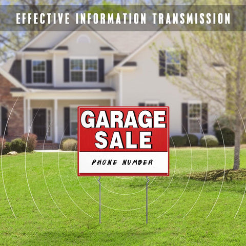 Garage Sale Signs with Stakes, 17" x 13" Double-Sided Yard Sale Sign with Arrow Stickers, Weather-Proof (3 Pack)