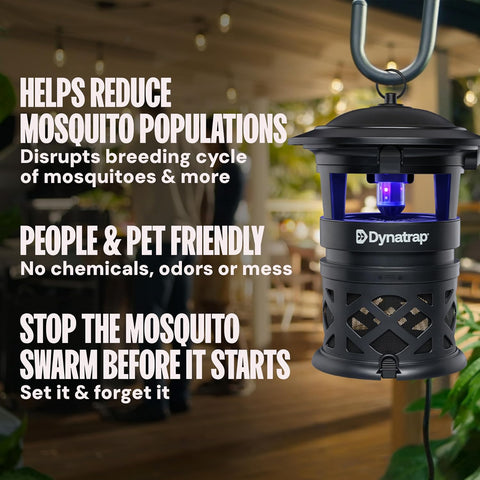 Dynatrap DT1130SR 1/2 Acre Mosquito & Flying Insect Outdoor Trap and Killer – Kills Mosquitoes, Flies, Wasps, Gnats, & Other Flying Insects - Bug Zapper Alternative – Black