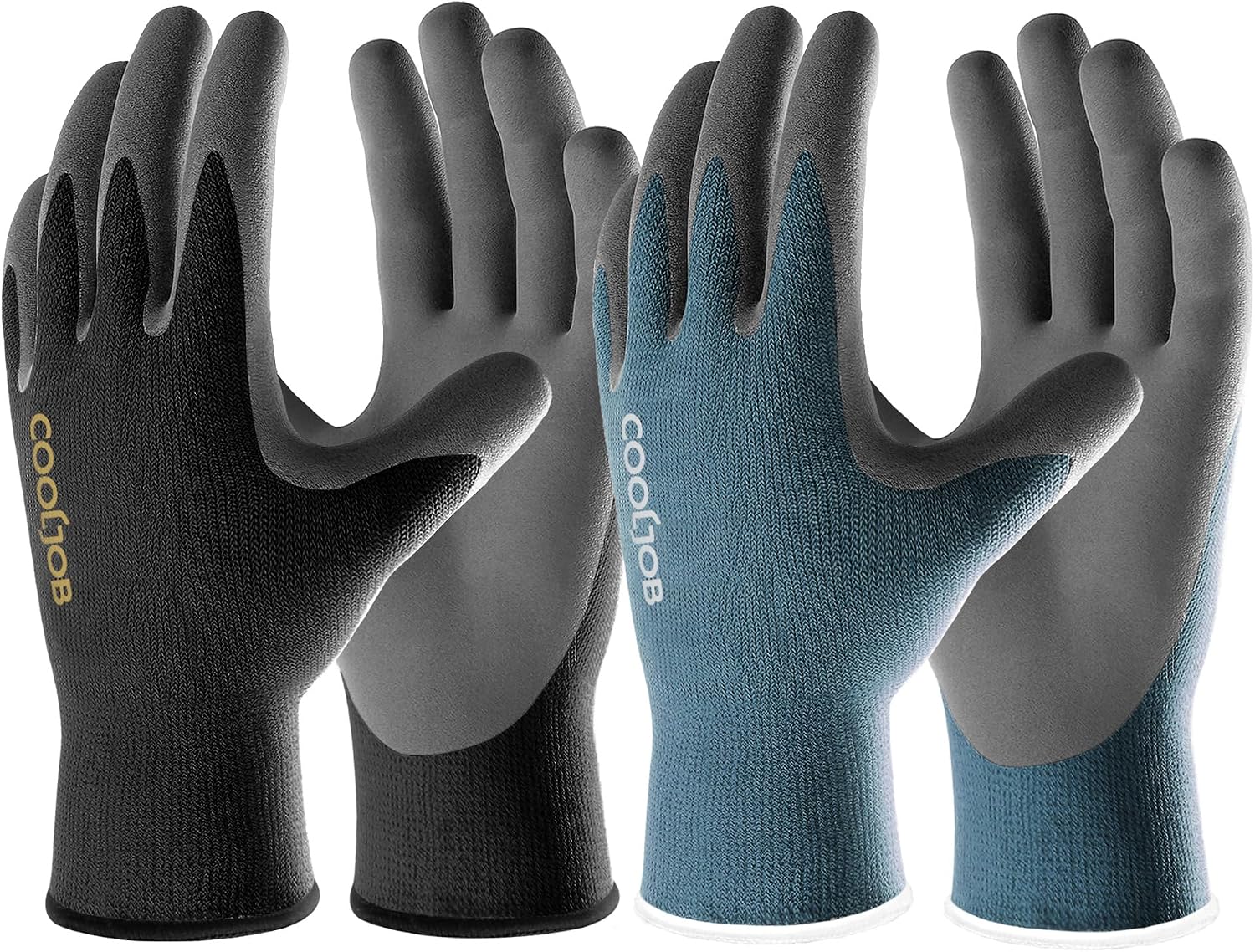 COOLJOB 2 Pairs Gardening Gloves for Men, Breathable Rubber Coated, Medium