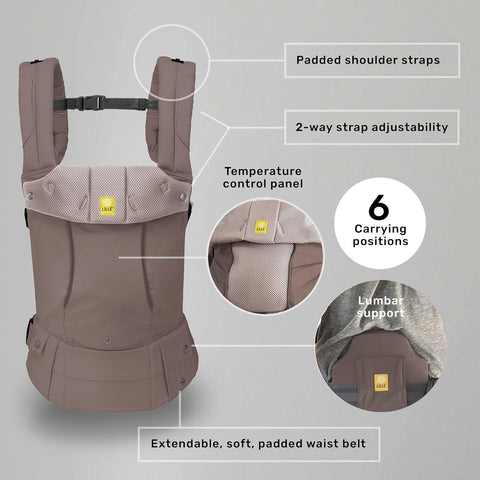 LÍLLÉbaby Complete All Seasons Ergonomic 6-in-1 Baby Carrier Infant to Toddler with Lumbar Support (7-45 Pounds), 360 Degree Baby Wearing & Multi-Position, Inward & Outward Facing (Bark)