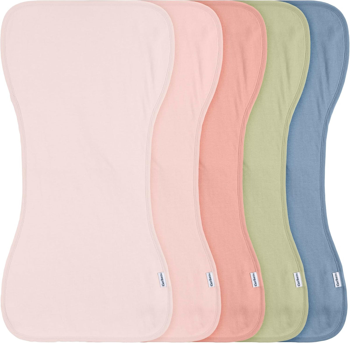Gerber Baby Unisex Burp Cloths 5-Pack, Pink Blue, Size 10.5" x 21"