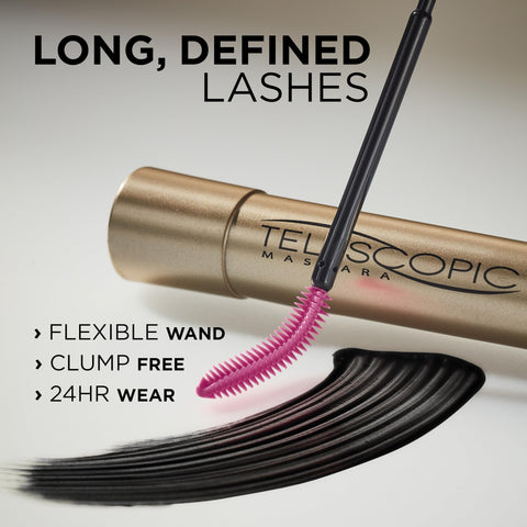 L’Oréal Paris Makeup Telescopic Original Lengthening, Lash Separating Mascara with Dual Precision Brush, Washable, Black, 0.27 Fl Oz., 2 Count