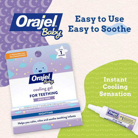 Orajel Baby Nighttime Cooling Gel for Teething, Drug-Free, 0.18 Oz