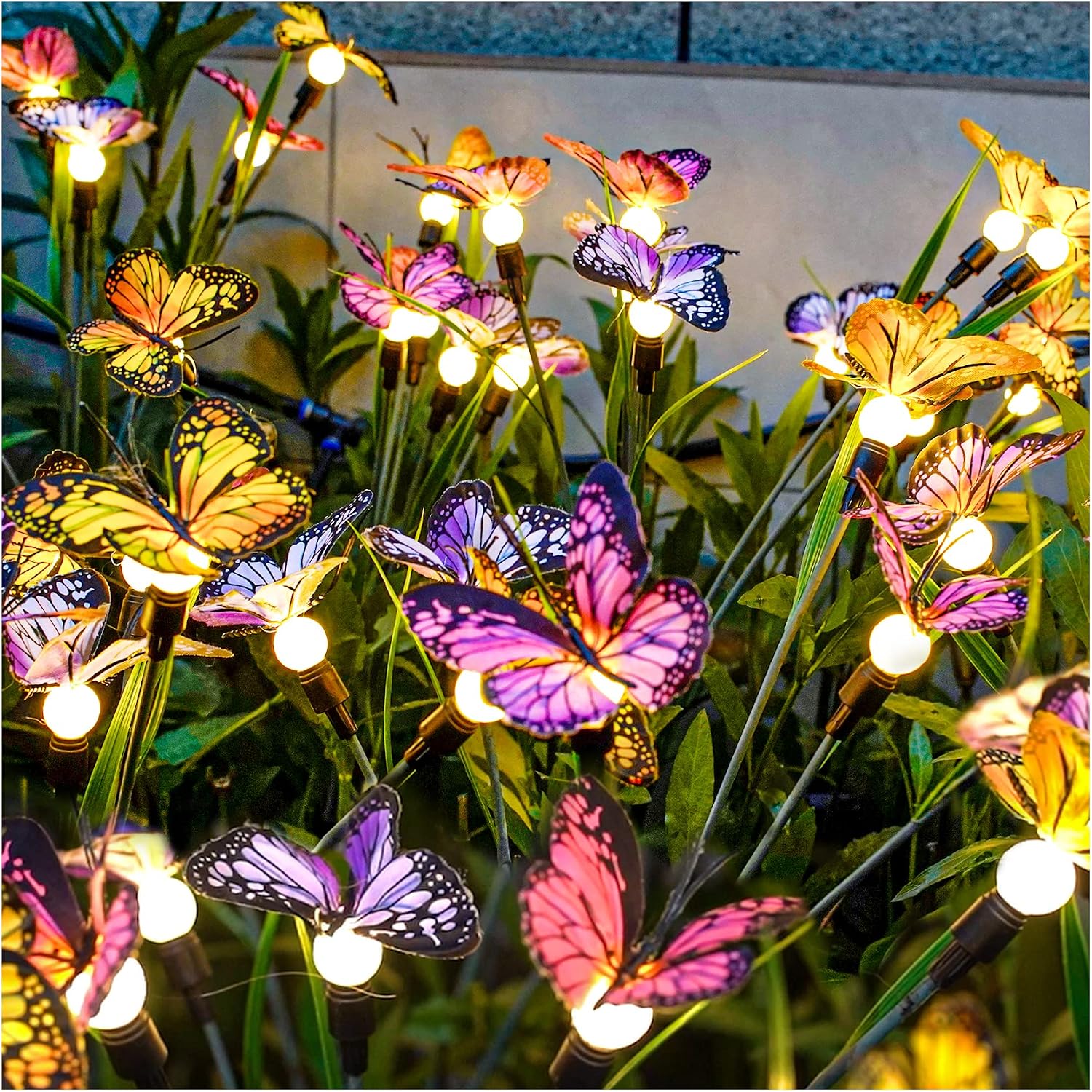 TONULAX Solar Garden Lights - 2 Pack Swaying Butterfly Light, Swaying in The Wind, Solar Outdoor Lights, Yard Patio Pathway Decoration, High Flexibility Iron Wire & Realistic Butterflies