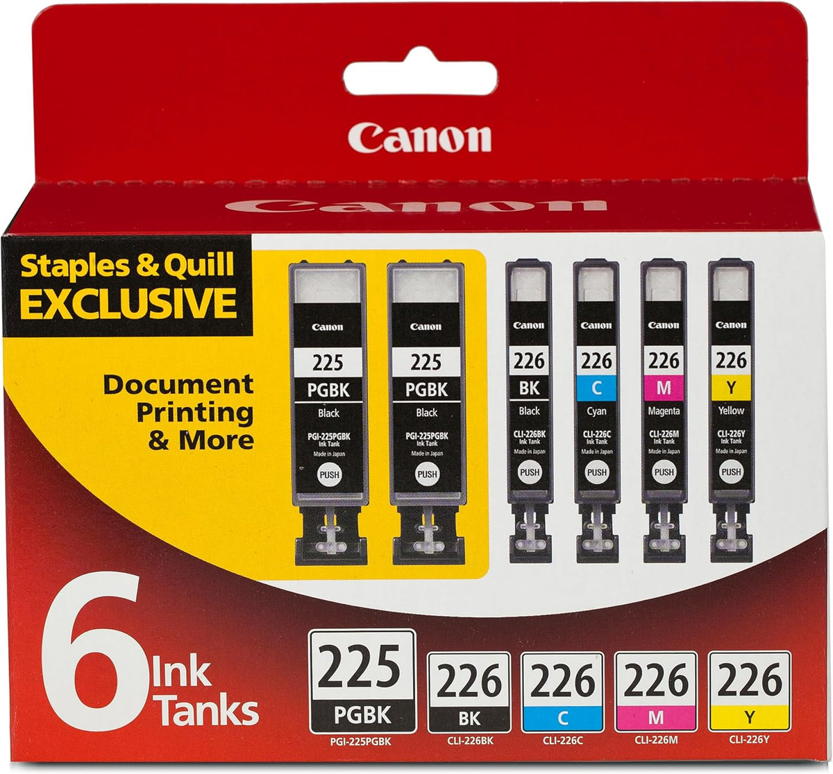 Canon PGI-225/CLI-226 Genuine Six Color Value Pack, Compatible with iP4820, iP4920, iX6520, MG5120, MG5220, MG5320, MG6120, MG6220, MG8120, MG8220, MX712, MX882, and MX892 Printers