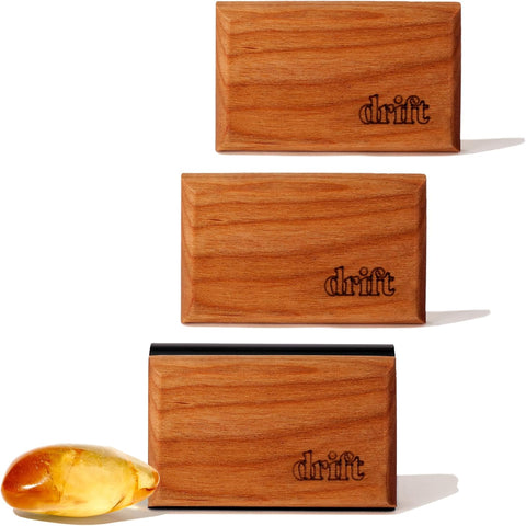 Drift Car Air Freshener - The Original Wood Air Freshener - Car Odor Eliminator - Long Lasting Scent - Metal Clip - Essential Oils - Clean Ingredients - Amber Scent 3 Pack Starter Kit - CLIP INCLUDED