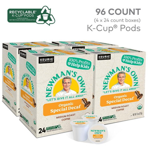 Newman's Own Organics Special Blend Decaf, Single-Serve Keurig K-Cup Pods, Medium Roast Coffee Pods, 96 Count