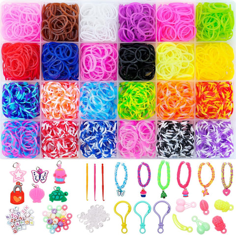 XKDOUS 24 Colors Rubber Band Bracelet Kit, Rubberband Bracelet Making Kit