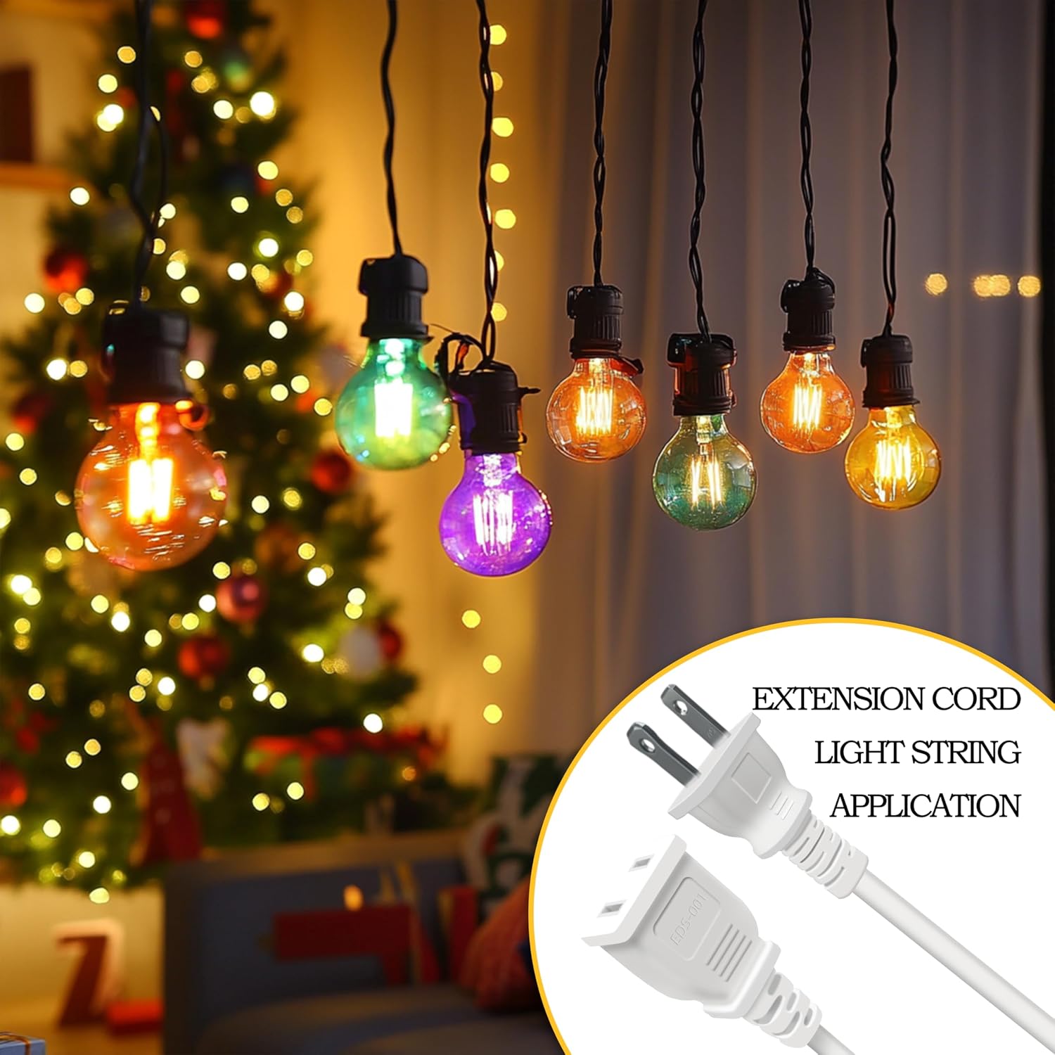 10 Foot Flat Extension Cord, White, 2 Prong 5A 625W (2 Pack)