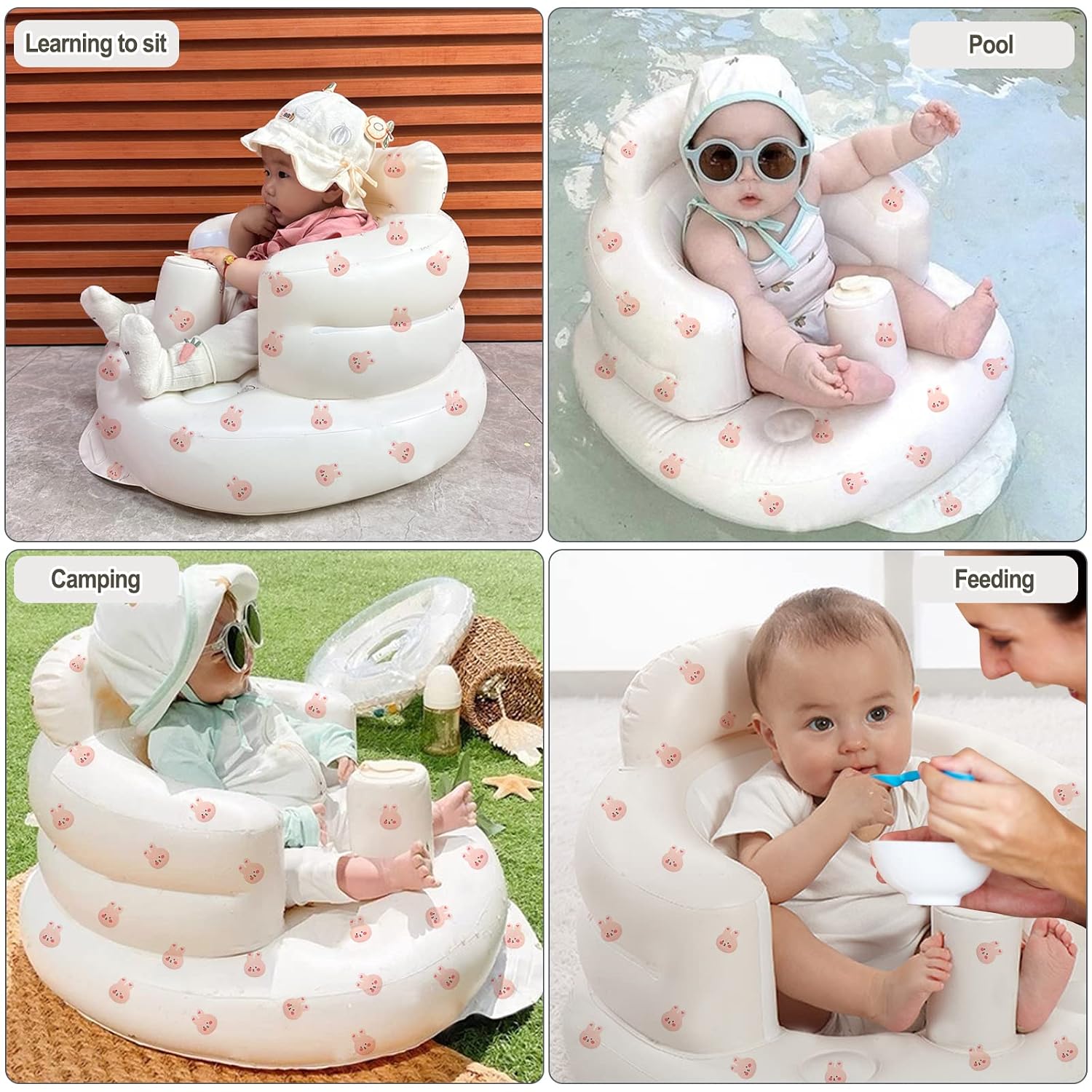 AirSwim Inflatable Baby Seat, Inflatable Baby Chair with Built-in Pump