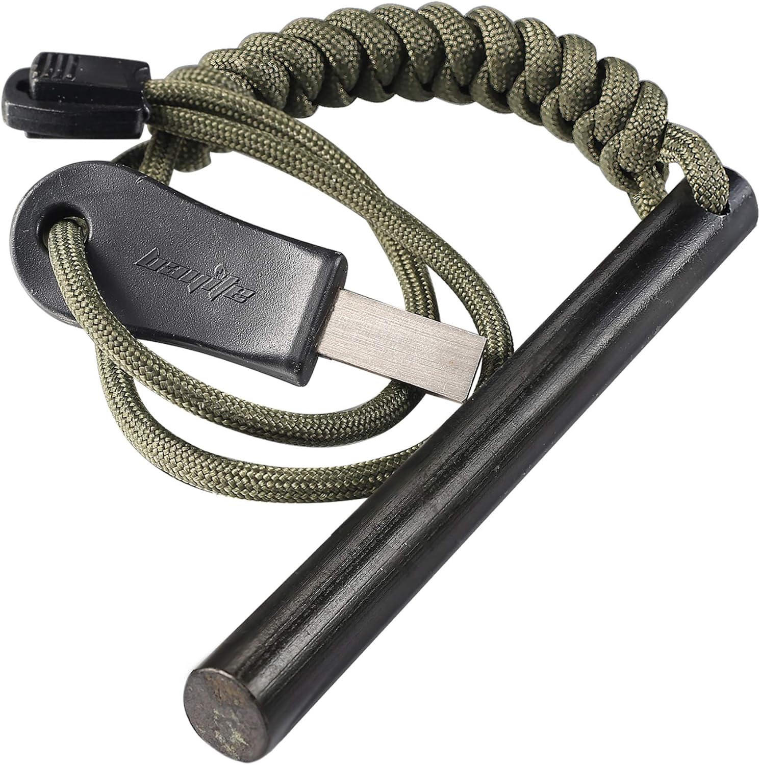 4" Survival Ferro Rod Drilled Flint Fire Starter and Striker Kit