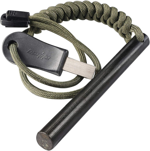 4" Survival Ferro Rod Drilled Flint Fire Starter and Striker Kit