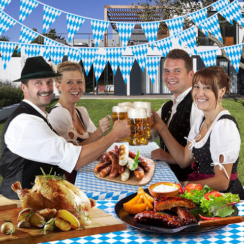 Ahfulife 39.3 Feet Oktoberfest Bavarian Flag Banner for Oktoberfest Decorations, Oktoberfest Pennant Banner with 30 Pcs Flags for German Themed Party Autumn Decoration (7.8"x11.8")