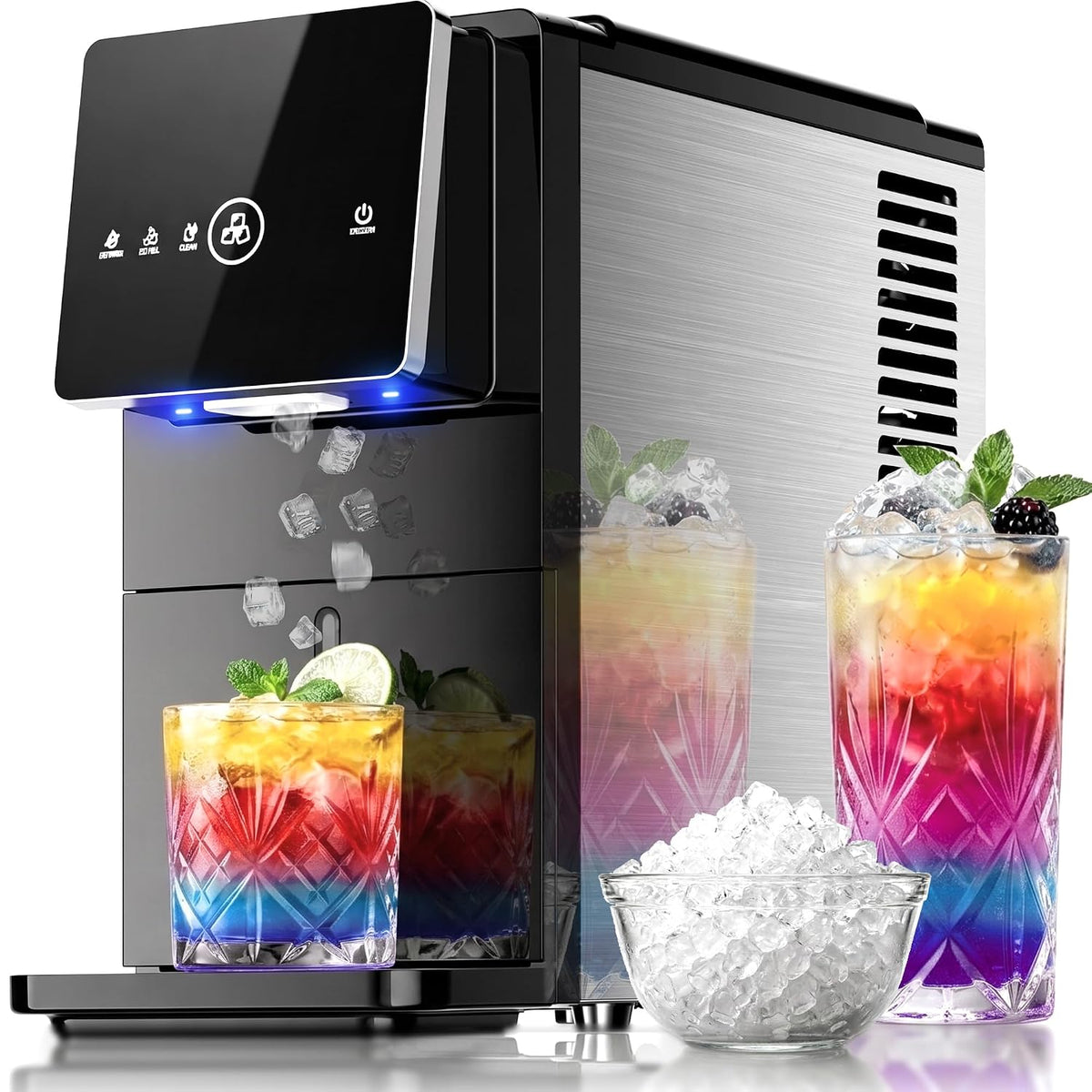 AGLUCKY Nugget Ice Maker Countertop with One-Touch Dispensing