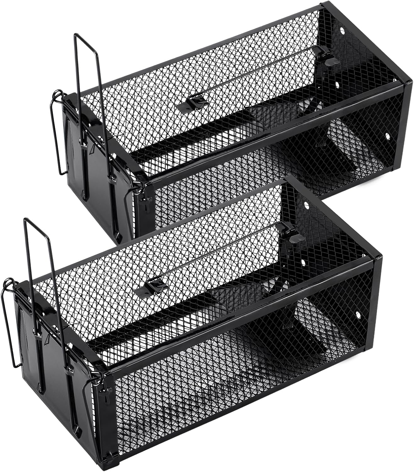 2 Pack Humane Rat Traps 12.5"x5.5"x4.5", Reusable Mouse Traps for Indoor/Outdoor Use, No-Kill Live Capture for Chipmunks, Rats, Mice