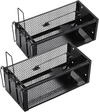 2 Pack Humane Rat Traps 12.5"x5.5"x4.5", Reusable Mouse Traps for Indoor/Outdoor Use, No-Kill Live Capture for Chipmunks, Rats, Mice