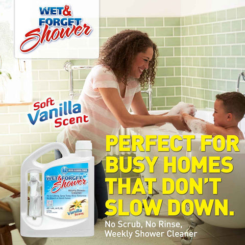 Wet & Forget Shower Cleaner Spray, No Scrub, Vanilla Refill, 128 Fl Oz | No-scrub, no rinse, bleach-free, weekly shower cleaner. Cleans & prevents soap scum & grime; for glass, tile, grout & more
