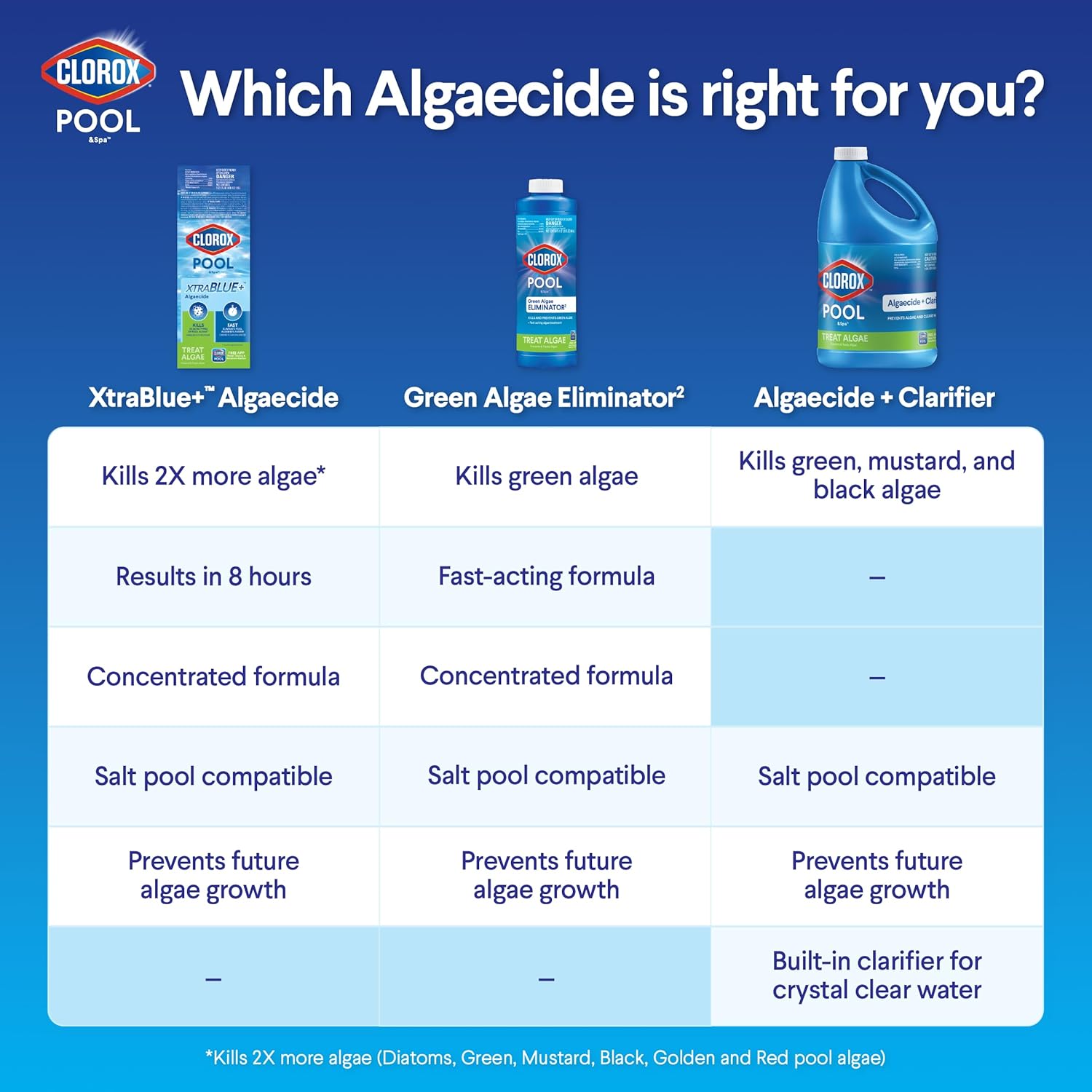 Clorox® Pool&Spa™ Swimming Pool Algaecide and Clarifier, Prevents and Treats Pool Algae, Clears Water, 128 Fl Oz (Pack of 1)