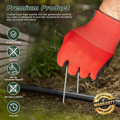FEED GARDEN 4 Inch 200 Pack Hot-dip Galvanized Landscape Staples 11 Gauge Anti-Rust Garden Stakes Landscaping Fabric SOD Pins Yard Stakes for Weed Barrier Fabric