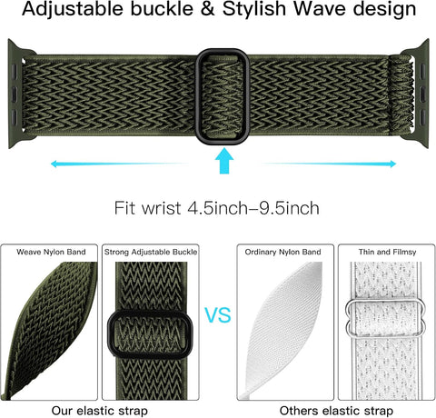 Lerobo Stretchy Nylon Band Compatible with Apple Watch Bands for Women Men