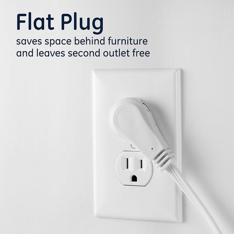GE 3-Outlet Flat Extension Cord, 15 Ft Grounded Extension Cord