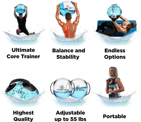 Tidal Tank Sphere Mini - Heavy Bag Aqua Ball, Water Weight - Sandbag Weight Set for Home Gym, Adjustable Sand Bags Weights Workout - Portable Exercise Fitness Equipment - Workout Videos