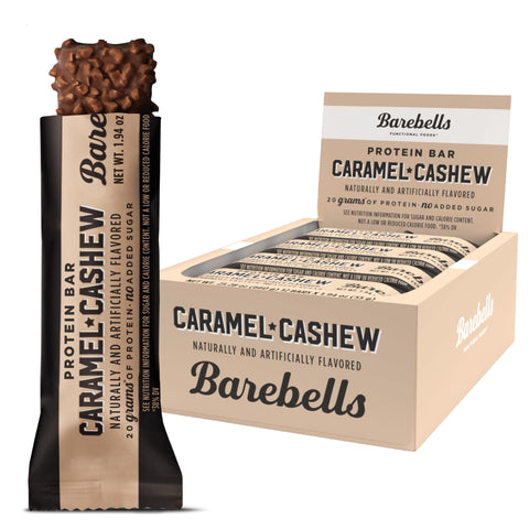 Barebells Protein Bars Caramel Cashew - 12 Count, 1.9oz Bars with 20g of High Protein - Chocolate Protein Bar with 1g of Total Sugars - Perfect on The Go Protein Snack & Breakfast Bar