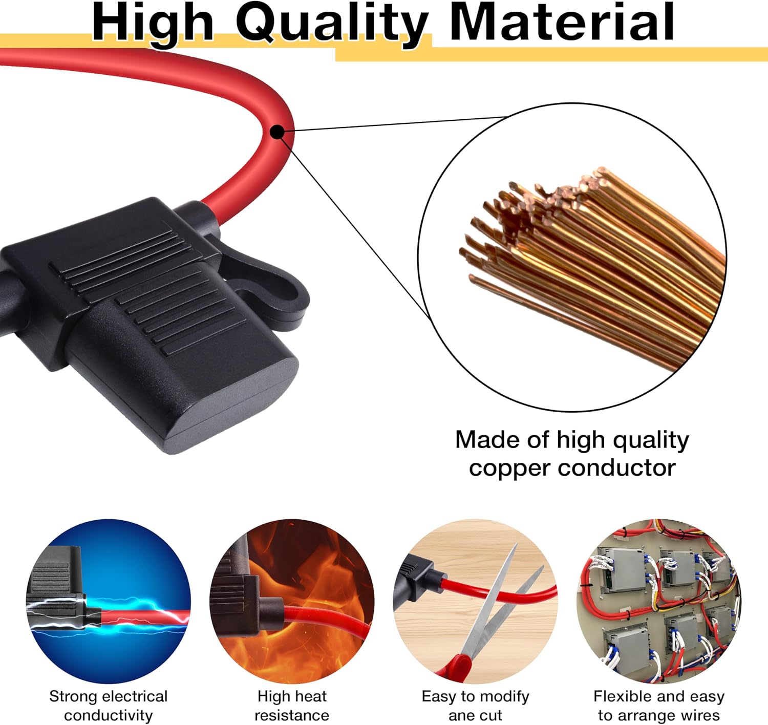 ecocstm 2 PCS Inline Fuse Holders 12V, 14 AWG Car Gauge Inline Fuses