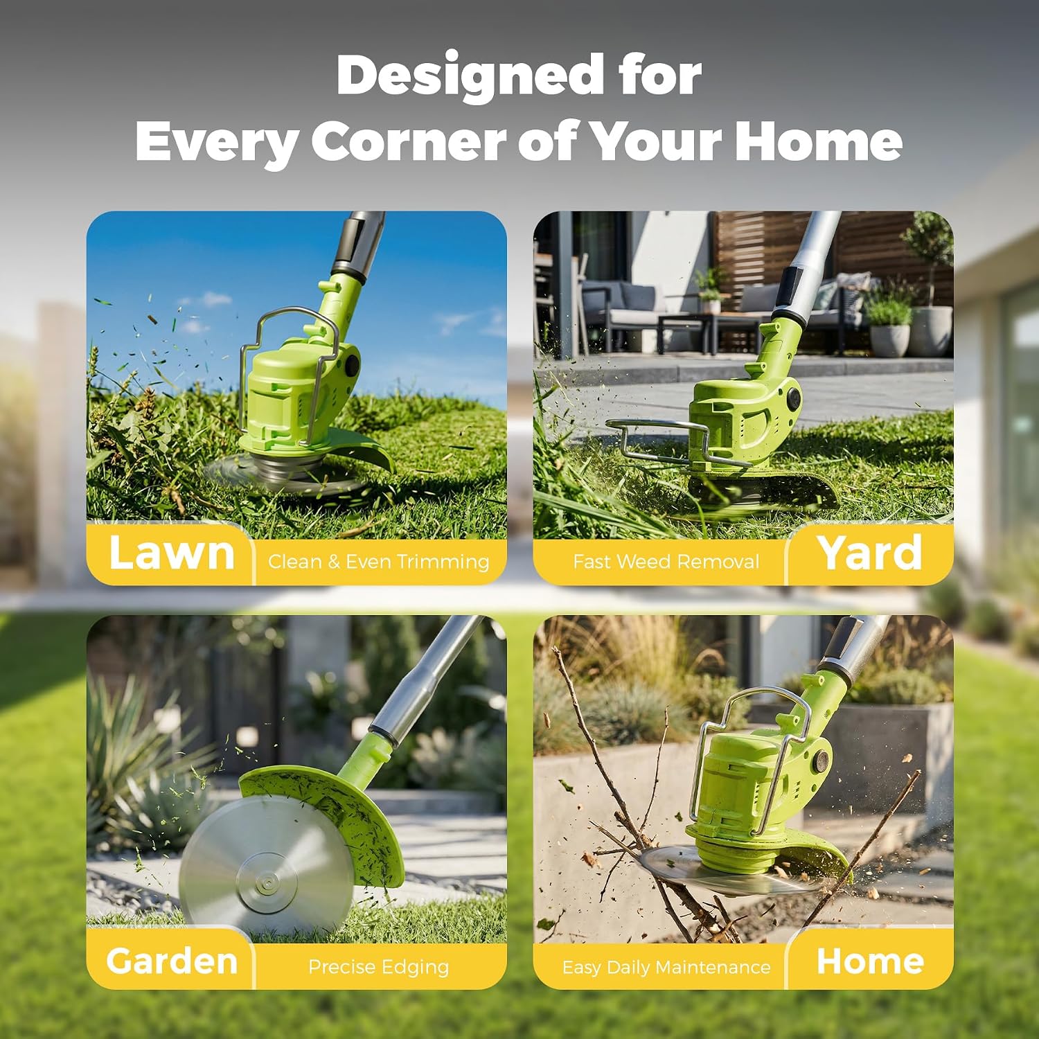 Cordless Weed Wacker Eater Brush Cutter Weed Trimmer with Blade Stringless