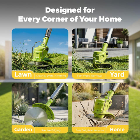 Cordless Weed Wacker Eater Brush Cutter Weed Trimmer with Blade Stringless