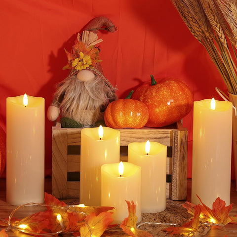 Outdoor Flameless Candles with Remote Timer - Waterproof Realistic Tall Flickering LED Electric Battery Operated Fake Candle for Holiday Home Wedding Fireplace Decor - Ivory White 2 Pack (8"8")