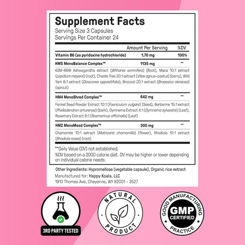 Happy Mammoth **Not Available Hormone Harmony Natural Hormonal Support for Women, Relief for Menopause, Perimenopause, Healthy Hormonal Balance, Hot Flashes. 72 Capsules.