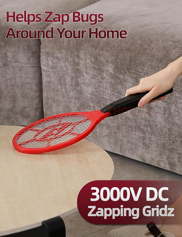 Electric Fly Swatter 2 Pack (Red & Blue), Battery Powered Bug Zapper Racket for Mosquitoes & Flies, Safe Protective Mesh, Indoor & Outdoor Use, Batteries Not Included