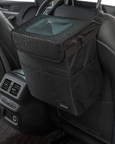 SIBOFUEGO Sturdy Car Trash Can with Lid, Collapsible, Leak-Proof, 3 Gallon