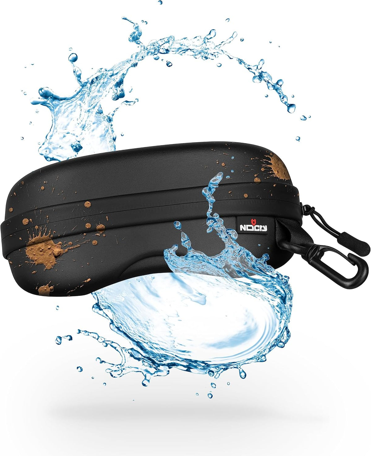 NoCry Water Resistant Safety Glasses Case with Clip - Heavy Duty Semi Hard Large Sunglasses Holder for Men and Women with Cleaning Cloth
