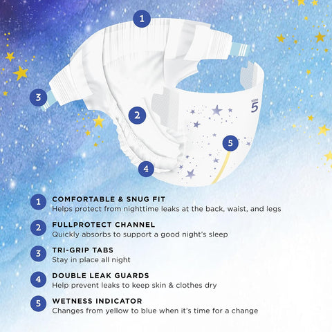 Amazon Brand - Mama Bear Overnight Baby Diapers with Leak Protection and Skin Protection, Fragrance-Free, Size 5, 62 Count, Maximum Absorbency