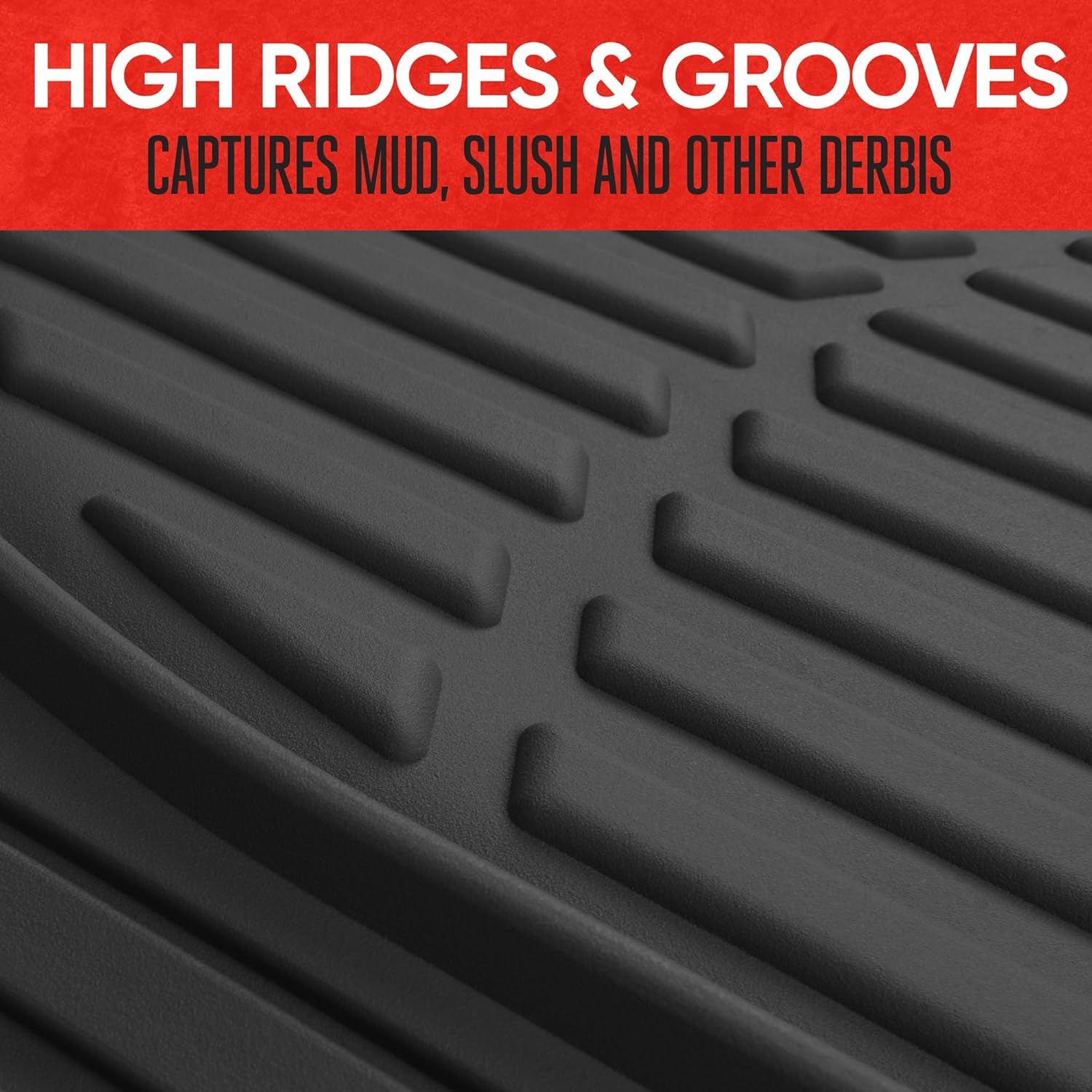 Motor Trend FlexTough Floor Mats for Cars, Black Deep Dish All-Weather Car Mats, Waterproof Trim-to Fit Automotive Floor Mats for Cars Trucks SUV, Universal Floor Liner Car Accessories