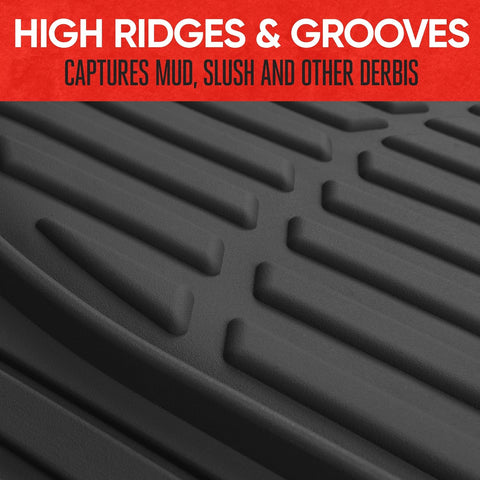 Motor Trend FlexTough Floor Mats for Cars, Black Deep Dish All-Weather Car Mats, Waterproof Trim-to Fit Automotive Floor Mats for Cars Trucks SUV, Universal Floor Liner Car Accessories