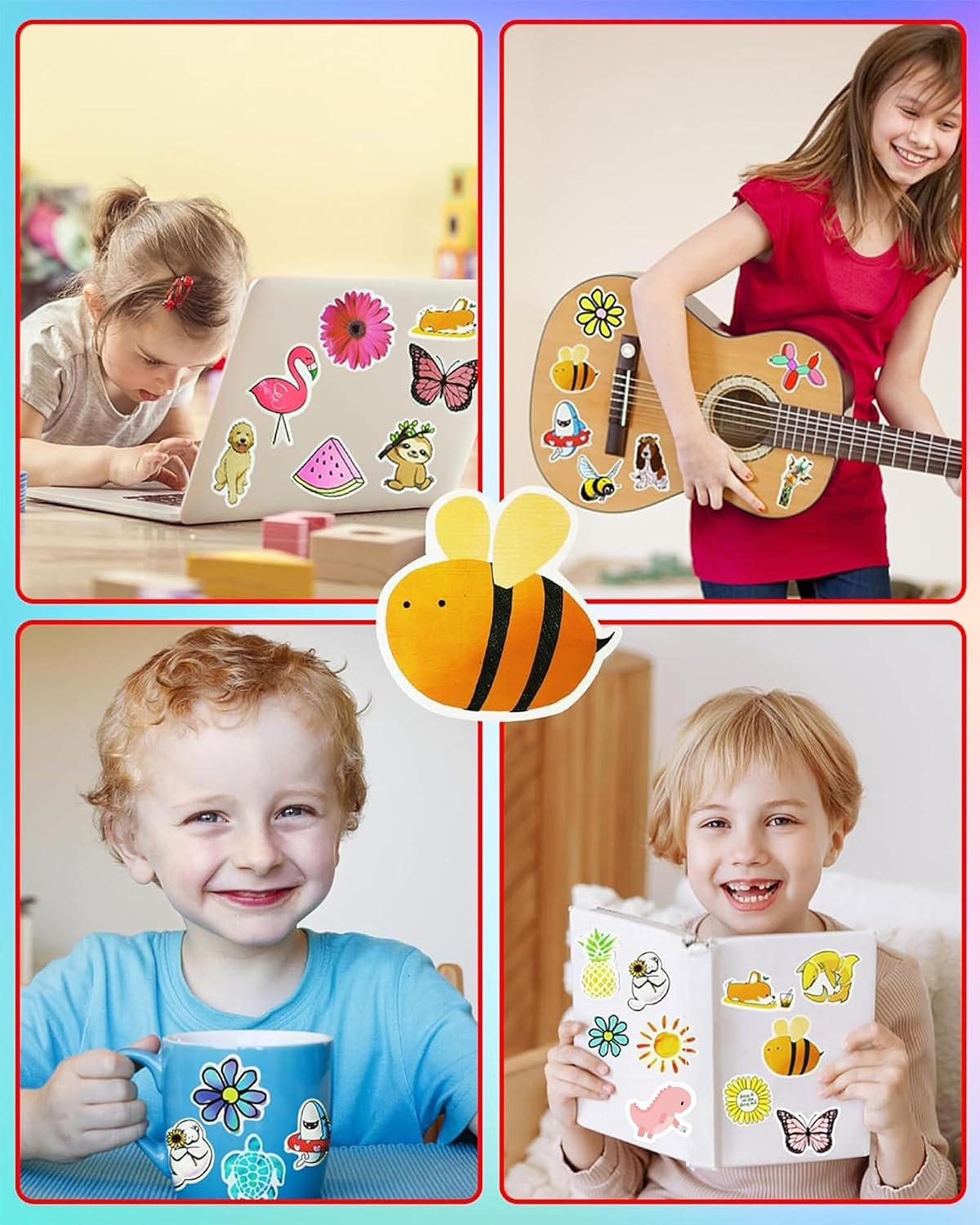 200 Pcs Cute Aesthetic Water Bottle Stickers for Kids, Waterproof Vinyl | Fun No-Repeat Designs Made with Durable Waterproof Vinyl, Great for Kids' Water Bottles, Crafts, Classroom Rewards, Gifts