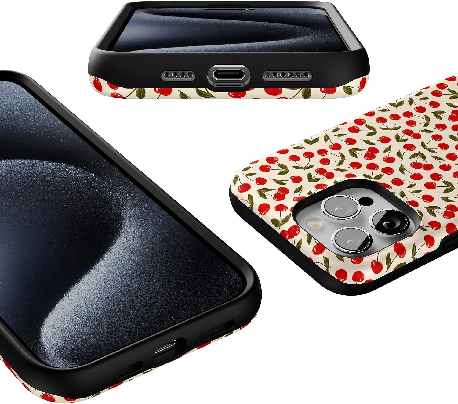 Casely iPhone 15 Pro Max Case | Cherry on Top | Red Cherries | Bold Protective Design | Compatible with MagSafe