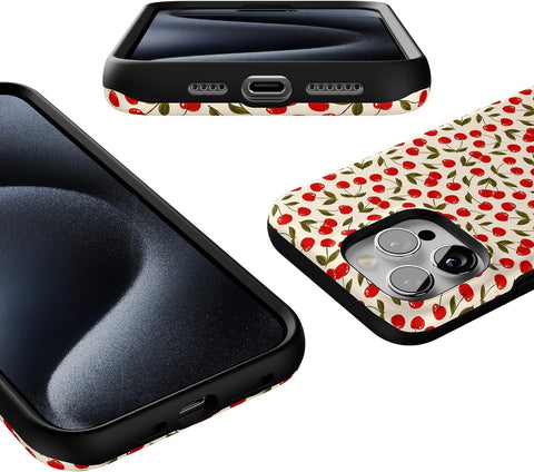 Casely iPhone 15 Pro Max Case | Cherry on Top | Red Cherries | Bold Protective Design | Compatible with MagSafe