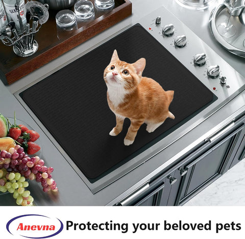 Stove Top Cover for Electric Stove- Range Covers for Electric Stove,Silicone XXL Dish Drying Mat, Glass Cooktop Covers, Flat RV Range top Mats (Black, 30"x21")