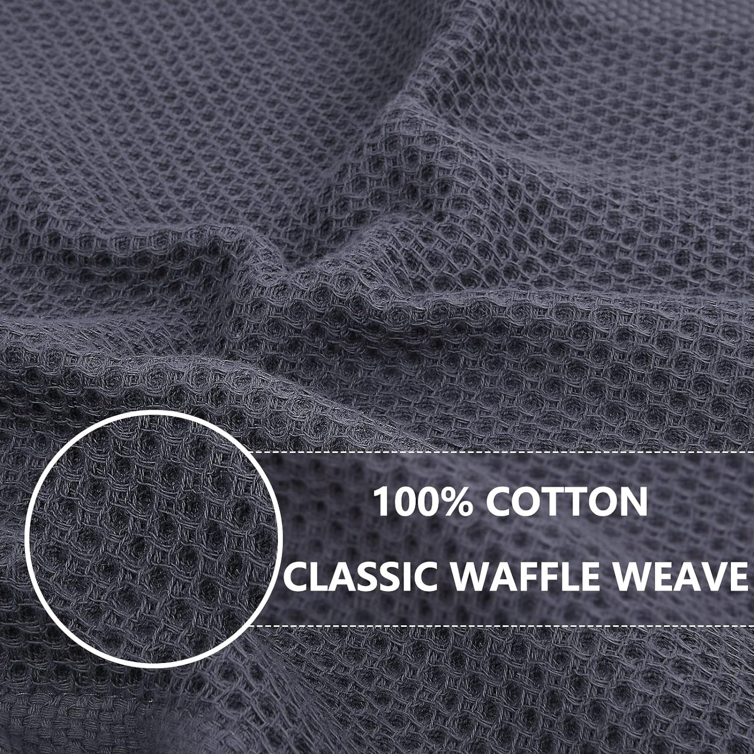Homaxy 100% Cotton Waffle Weave Kitchen Dish Cloths 18-Pack, Dark Grey