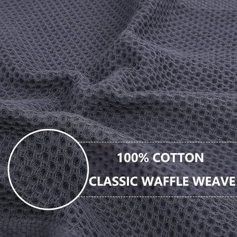 Homaxy 100% Cotton Waffle Weave Kitchen Dish Cloths 18-Pack, Dark Grey