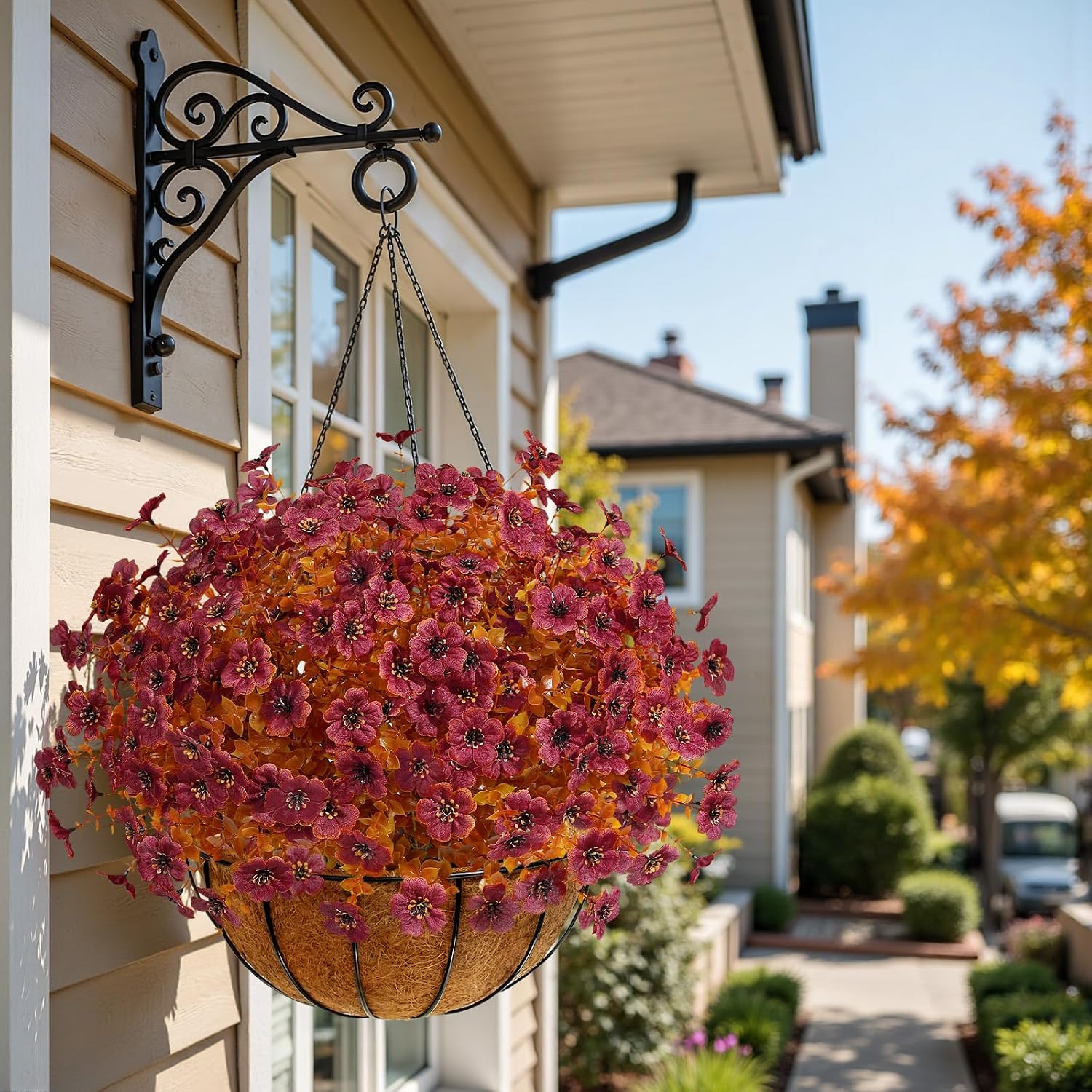 Alupssuc 24 Bundles Artificial Fall Flowers, UV Resistant Faux Mums Porch