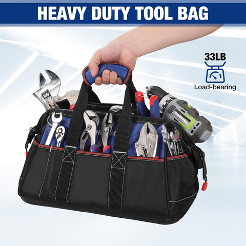 WORKPRO 16-inch Wide Mouth Tool Bag with Water-Proof Molded Base