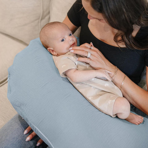 Konssy 2-Pack 100% Cotton Muslin Nursing Pillow Covers, Soft Cover for Baby