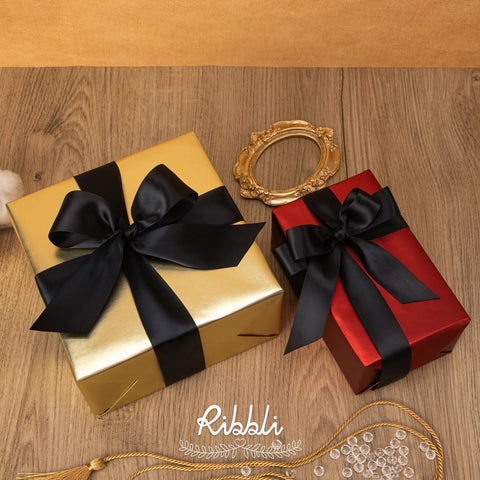 Ribbli Black Satin Ribbon Double Faced Satin 1 inch x Continuous 50 Yards-Black Ribbon for Gift Wrapping Crafts Wedding Decoration Bows Bouquet Floral Arrangement
