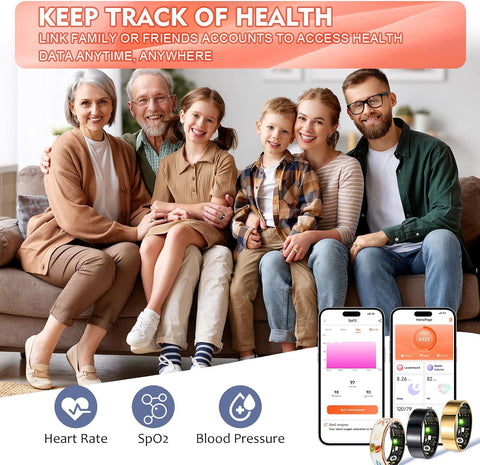 Smart Ring | Blood Pressure, HR, SpO2 & Sleep Tracker | No Sub