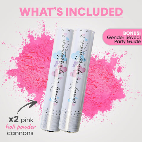 PrimePure Gender Reveal Confetti Cannon, Biodegradable Pink Powder, 2 Pack